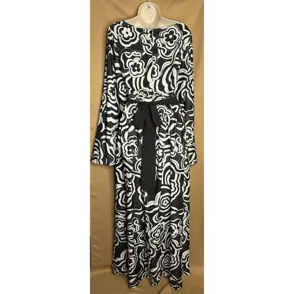 Unique Vintage Smak Parlour Black Psychedelic Floral Belted Caftan 1X NWOT - Picture 9 of 10